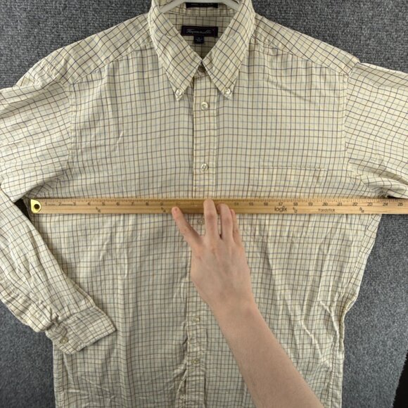 Faconnable Button Up Shirt Men Long Sleeve Yellow Check Pocket USA Made 16 XL - Picture 5 of 16